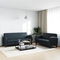 Sofa-Set 2-tlg. Kunstleder Schwarz