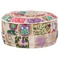 Diverse Hardware, Patchwork Sitzpouf Rund Baumwolle Handgefertigt 40x20 cm Beige