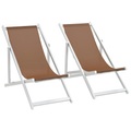 Klappbarer Strandstuhl 2 Stk. Aluminium und Textilene Braun