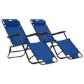 Klappbare Sonnenliegen 2 Stk. mit Fussablage Blau