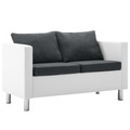 2-Sitzer-Sofa Kunstleder Weiss und Dunkelgrau
