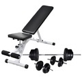 Hantelbank mit Lang- und Kurzhantel-Set 60,5 kg