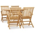 5-tlg. Garten-Essgruppe Teak Massivholz