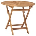 Klappbarer Garten-Esstisch Teakholz Massiv Rund 85 x 76 cm