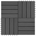 vidaXL 11 Stk. Terrassenfliesen geprägtes WPC 30x30cm 1qm Schwarz