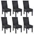 vidaXL Esszimmerstühle 6 Stk. Schwarz Kubu Rattan und Mangoholz