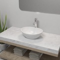 Bad-Waschbecken mit Mischbatterie Keramik Oval Weiss