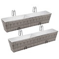 vidaXL, vidaXL Balkon-Hochbeet 2 Stk. 80 cm Grau Poly Rattan