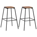 Barhocker 2 Stk. Schwarz Kiefer-Massivholz Stahl