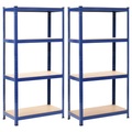 Lagerregale 2 Stk. Blau 80 x 40 x 160 cm Stahl und MDF