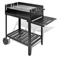vidaXL, vidaXL BBQ Grill Säulengrill Standgrill Kohlegrill Barbeque mit 2 Rädern