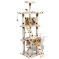 vidaXL Kratzbaum 170 cm mit 2 Höhlen Beige mit Pfotenabdrücken