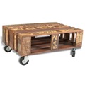 Couchtisch mit 4 Rollen Recyceltes Holz