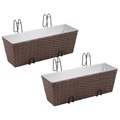 vidaXL, vidaXL 2 x Blumentopf Blumenkübel Übertopf Pflanzenkübel Braun 50 cm