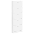 Weisser Holz-Schuhschrank mit 5 Schuhkippern