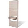 Eiche-Optik Holz-Schuhschrank mit 5 Schuhkippern