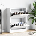 Weisser Holz-Schuhschrank mit 2 Schuhkippern