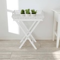 Serviertisch/Beistelltisch mit Tablett Weiss
