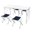 vidaXL Campingtisch mit 4 Klappstühlen höhenverstellbar Aluminium 120 x 60 cm
