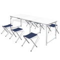 vidaXL, vidaXL Campingtisch mit 6 Klappstühlen höhenverstellbar Aluminium 180 x 60 cm