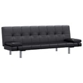 Schlafsofa mit zwei Kissen Kunstleder Verstellbar Schwarz