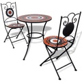 3-tlg. Bistro-Set Keramikfliese Terrakotta/Weiss