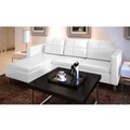 vidaXL L-förmiges Sofa 3-Sitzer Kunstleder Weiß