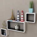 vidaXL 3er Set MDF Hängeregal Cube Regal für Bücher/DVD, weiß-schwarz