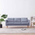 Sofa 3-Sitzer Stoff Hellgrau