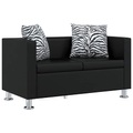 Sofa 2-Sitzer Kunstleder Schwarz