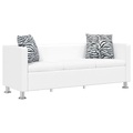 Sofa 3-Sitzer Kunstleder Weiss