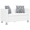 Sofa 2-Sitzer Kunstleder Weiss