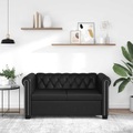 Chesterfield Sofa 2-Sitzer Kunstleder Schwarz