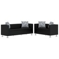 Sofa Set Kunstleder 3-Sitzer und 2-Sitzer Schwarz