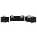 Sofa Set Kunstleder 3-Sitzer 2-Sitzer Sessel Schwarz