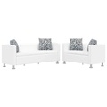 Sofa Set Kunstleder 3-Sitzer und 2-Sitzer Weiss