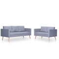 Sofa Set 2-Sitzer und 3-Sitzer Stoff Hellgrau