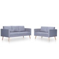 Sofa Set 2-Sitzer und 3-Sitzer Stoff Hellgrau