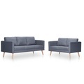 Sofa Set 2-Sitzer und 3-Sitzer Stoff Dunkelgrau