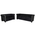 Chesterfield Sofa 2-Sitzer und 3-Sitzer Kunstleder Schwarz