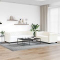Chesterfield Sofa 2-Sitzer und 3-Sitzer Kunstleder Weiss