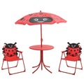vidaXL 3-tlg. Garten-Bistro-Set für Kinder mit Sonnenschirm Rot