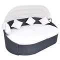 Diverse Hardware, Outdoor-Sonneninsel mit Sonnendach Poly Rattan Schwarz