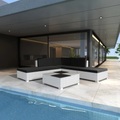 vidaXL 6-tlg. Garten-Lounge-Set mit Kissen Poly Rattan Weiß