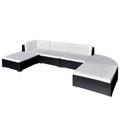 vidaXL 6-tlg. Garten-Lounge-Set mit Kissen Poly Rattan Schwarz