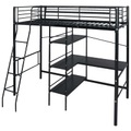 Hochbett mit Schreibtisch Metall 200x90 cm schwarz