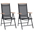 vidaXL Gartenstühle Klappbar 2 Stk. Aluminium und Textilene Schwarz