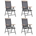 vidaXL Gartenstühle Klappbar 4 Stk. Aluminium und Textilene Schwarz