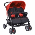 Baby Zwillingswagen Stahl rot und schwarz