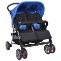 Baby Zwillingswagen Stahl blau und schwarz